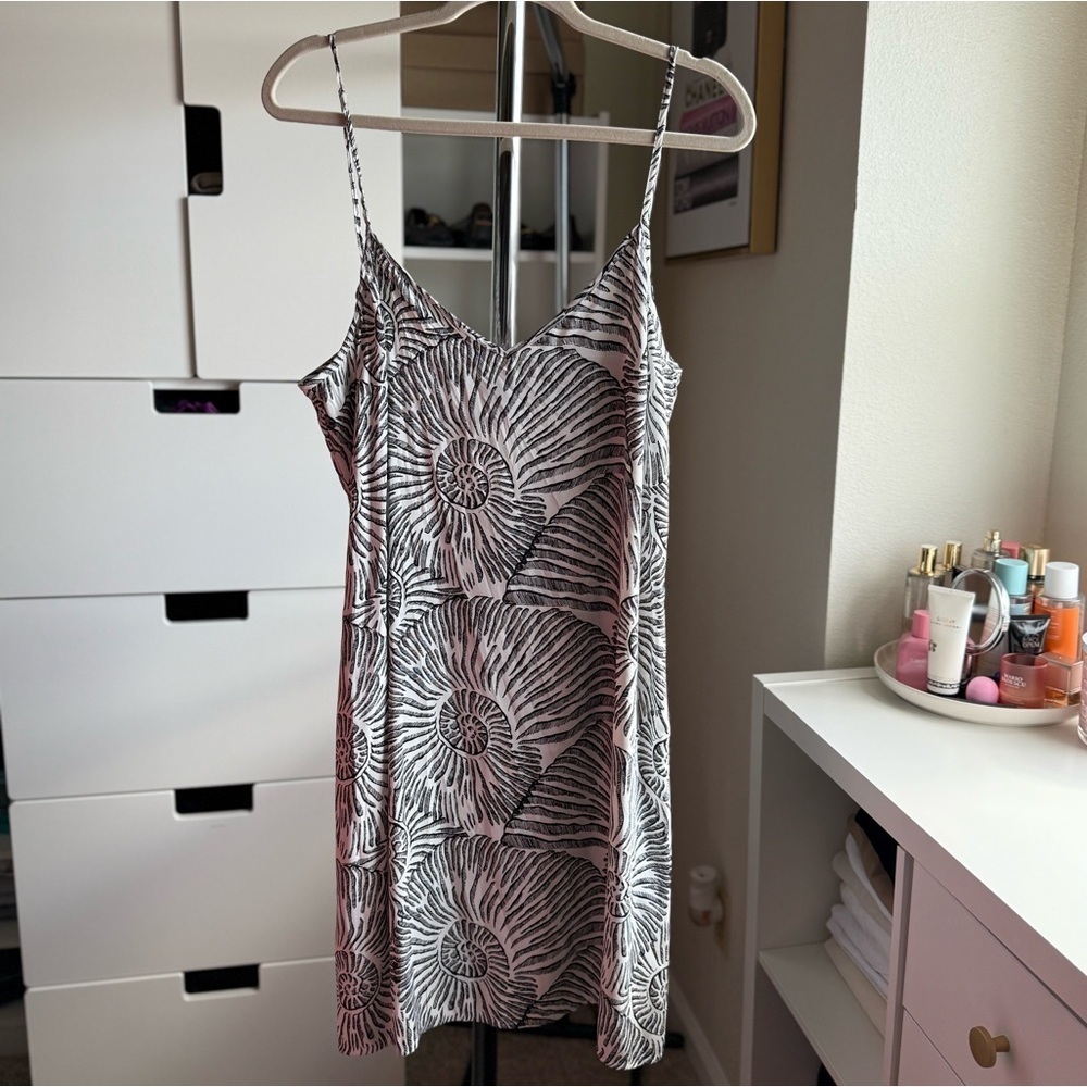 White House Black Market Black and White Patterned Slip Dress